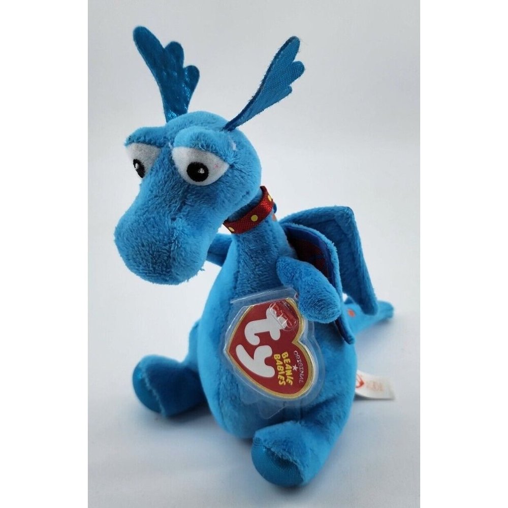 NEW Ty Beanie Babies Disney Doc McStuffins Blue Stuffy Dragon 2014 Plush 7” Tag‎